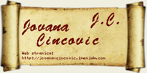 Jovana Cincović vizit kartica